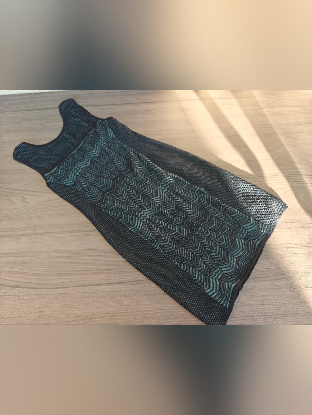 Missoni Geometric Mini Dress in Black & Green